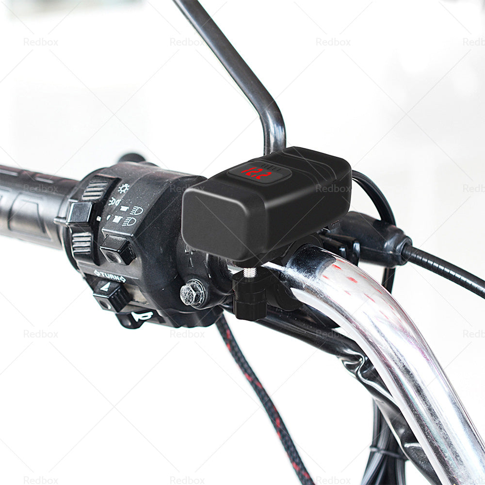 {{ Dual USB Port Motorcycle Fast Charger Socket LED Voltmeter Display ON OFF Switch }} - Buy Car Parts Online at {{ Kaka Auto Parts }}.