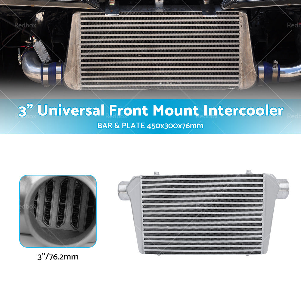 Intercooler 3 inch Universal Aluminum Turbo 450x300x76mm Bar Plate FMIC Front Mount