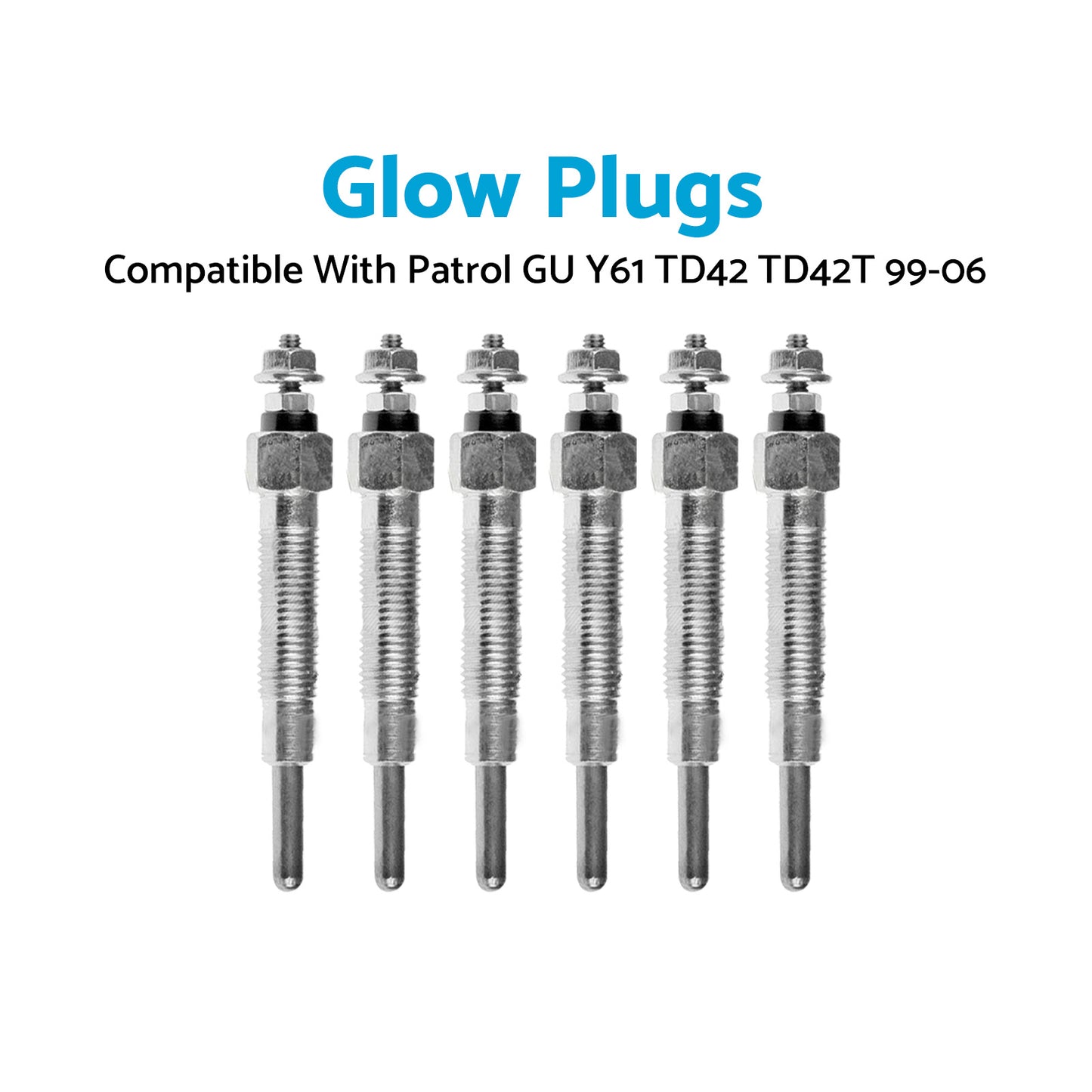 Glow Plug X6 Suitable for Nissan Patrol GU Y61 TD42 TD42T 4.2L 99-06 11065-G2400