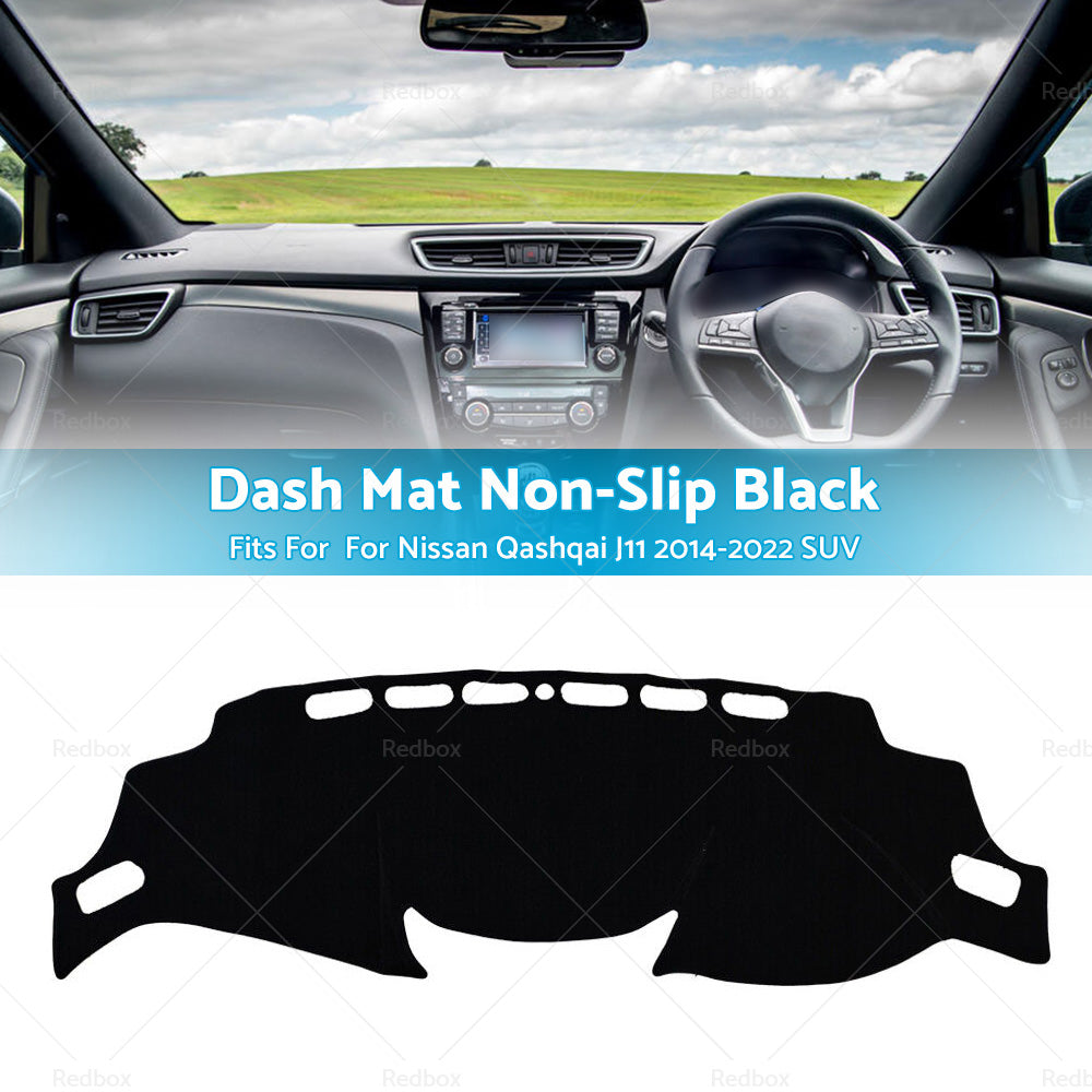 Non-Slip Dash Mat For Nissan Qashqai J11 2014-2022 SUV Dashboard Cover Black