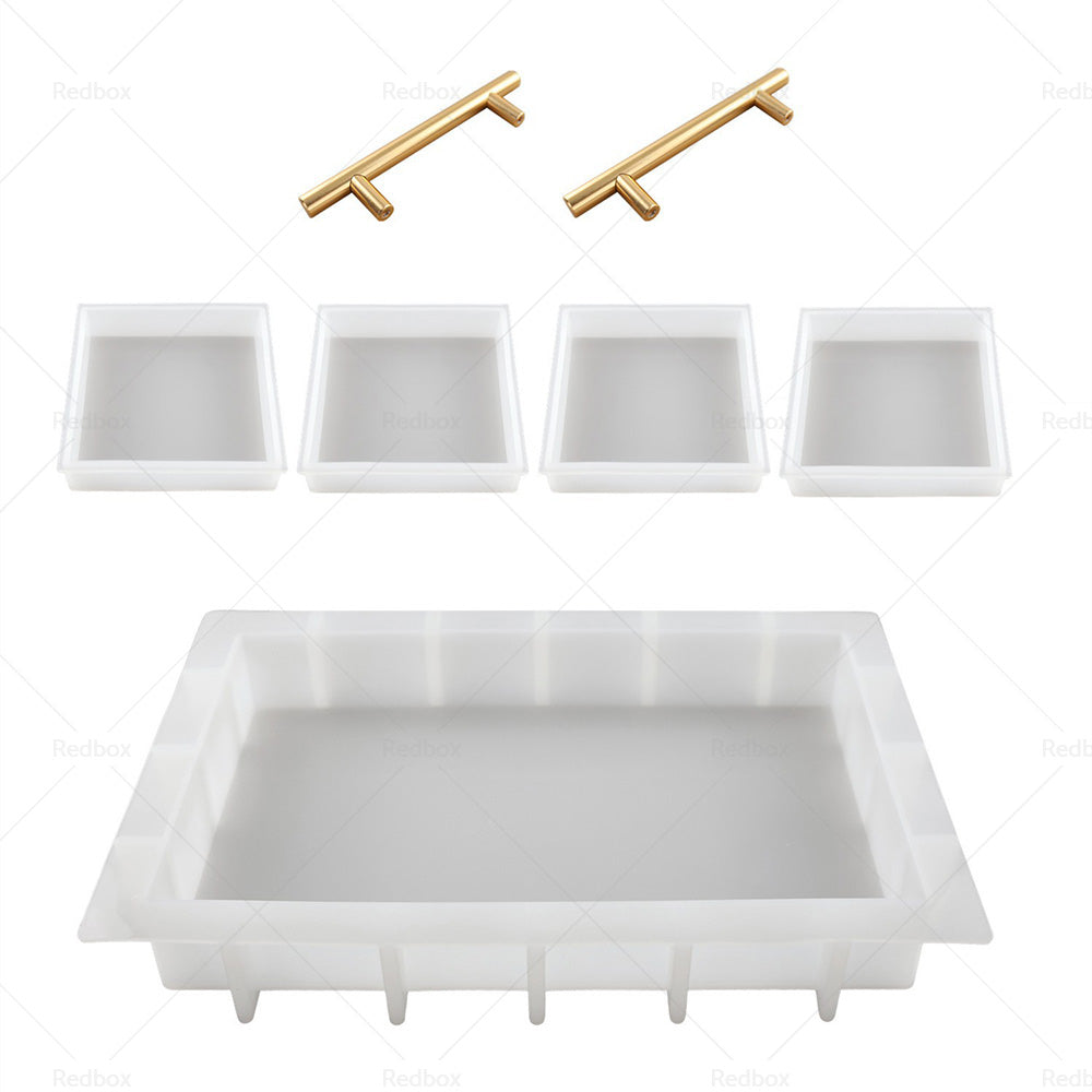 Silicone Epoxy Resin Casting Tray Mold 13. 5 inch Deep Rectangle Mold4 Coaster Mold
