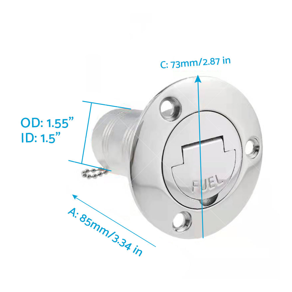 1. 5 inch Fuel Deck Fill Keyless Polished Fuel Filler Stainless Steel For Marine Boat