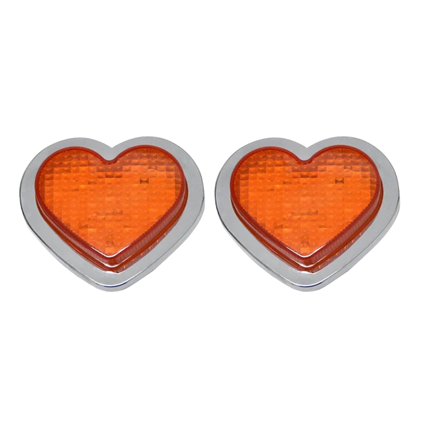 {{ Heart Pair 12V LED Side Marker Indicators Clear Flash Amber }} - Buy Car Parts Online at {{ Kaka Auto Parts }}.