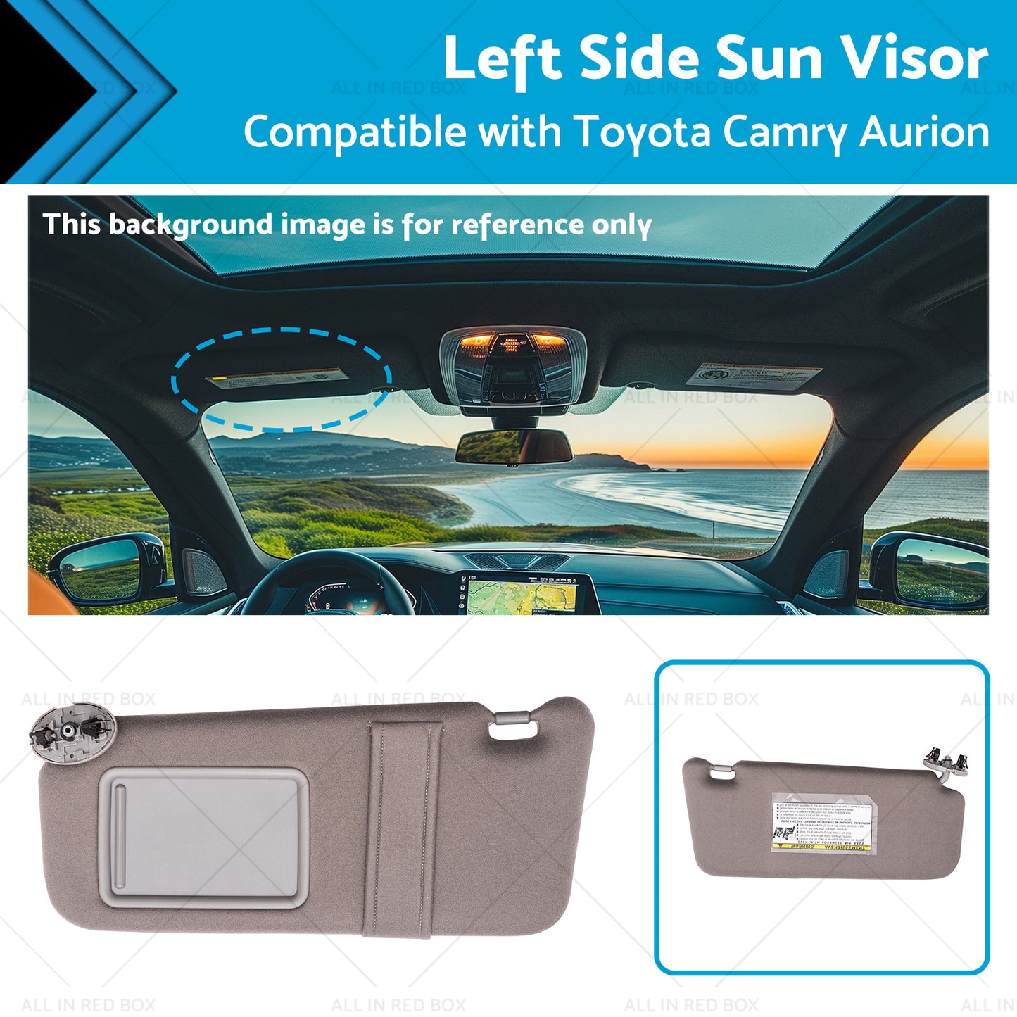 {{ 7432006780B0 Left Side Sun Visor Gray Suitable for Toyota Camry Aurion 07-11 }} - Buy Car Parts Online at {{ Kaka Auto Parts }}.