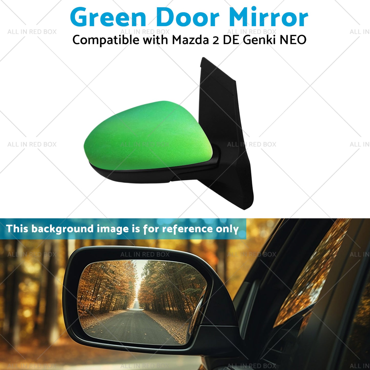 {{ Left Side Green Rearview Mirror Suitable for 2007-2014 Mazda 2 DE Genki NEO MAXX }} - Buy Car Parts Online at {{ Kaka Auto Parts }}.