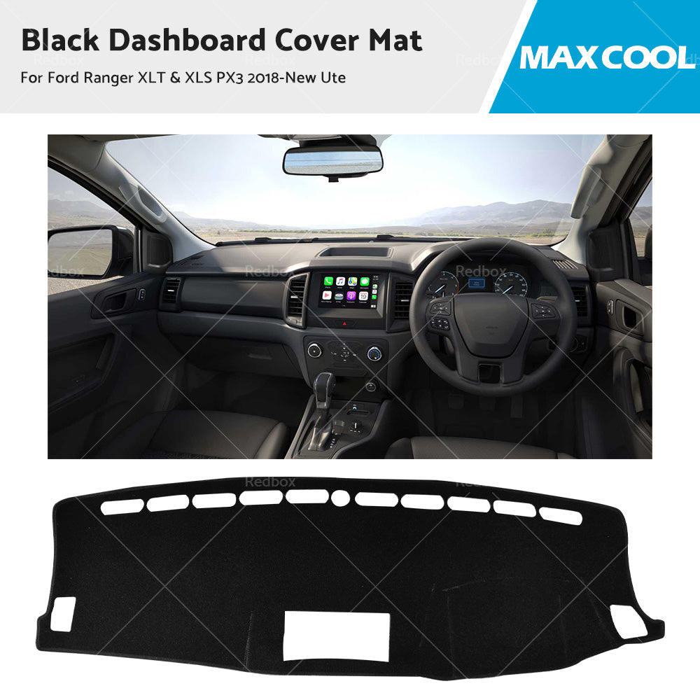 Black Dash Cover Mat for Ford Ranger XLT and XLS PX3 2018-New Ute