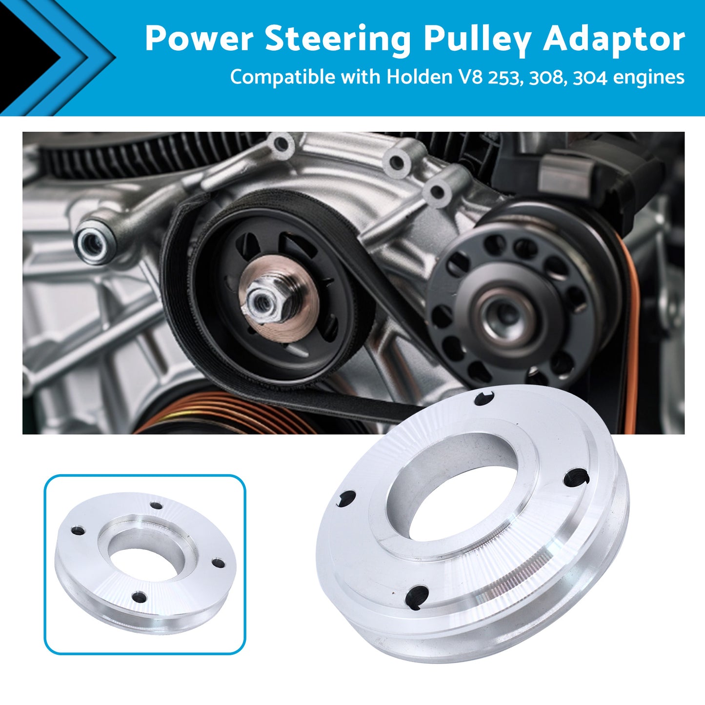 {{ Power Steering Gilmer Pulley Adaptor Suitable for Holden V8 253 304 308 }} - Buy Car Parts Online at {{ Kaka Auto Parts }}.
