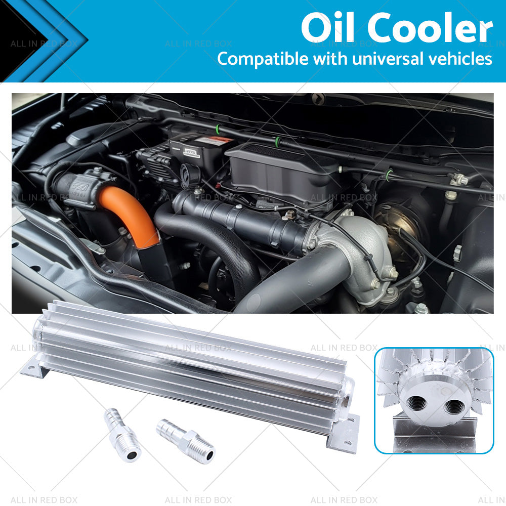 {{ Universal 12'' Aluminum Dual Pass Finned Transmission Oil Cooler W Fittings SL }} - Buy Car Parts Online at {{ Kaka Auto Parts }}.