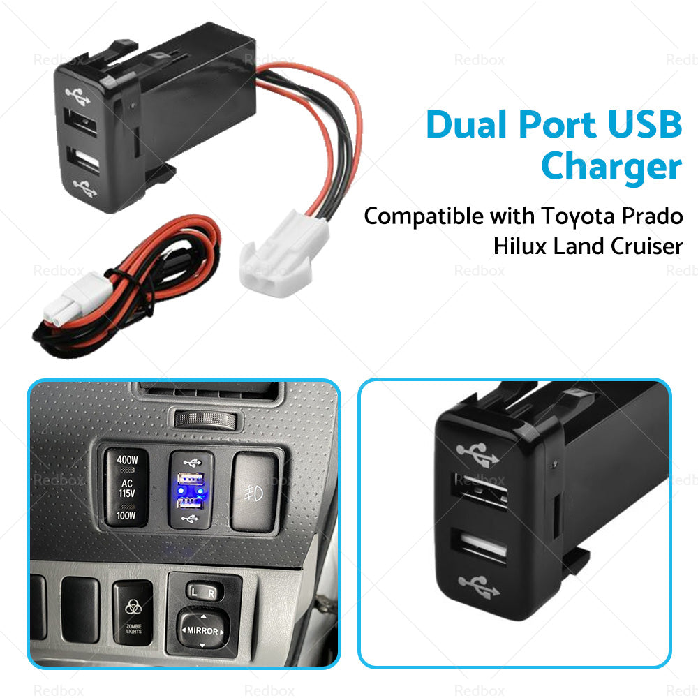 {{ Dual USB Socket Audio Charger Suitable For Toyota Hilux Prado Land Cruiser }} - Buy Car Parts Online at {{ Kaka Auto Parts }}.
