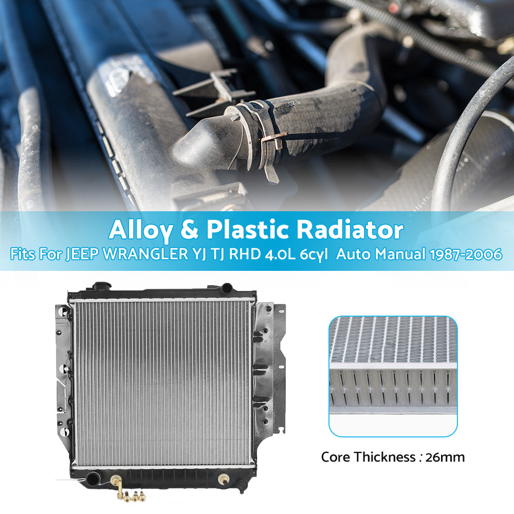 {{ RADIATOR FIT JEEP WRANGLER YJ TJ RHD 4. 0L 6cyl 1987-2006? Auto and Manual }} - Buy Car Parts Online at {{ Kaka Auto Parts }}.