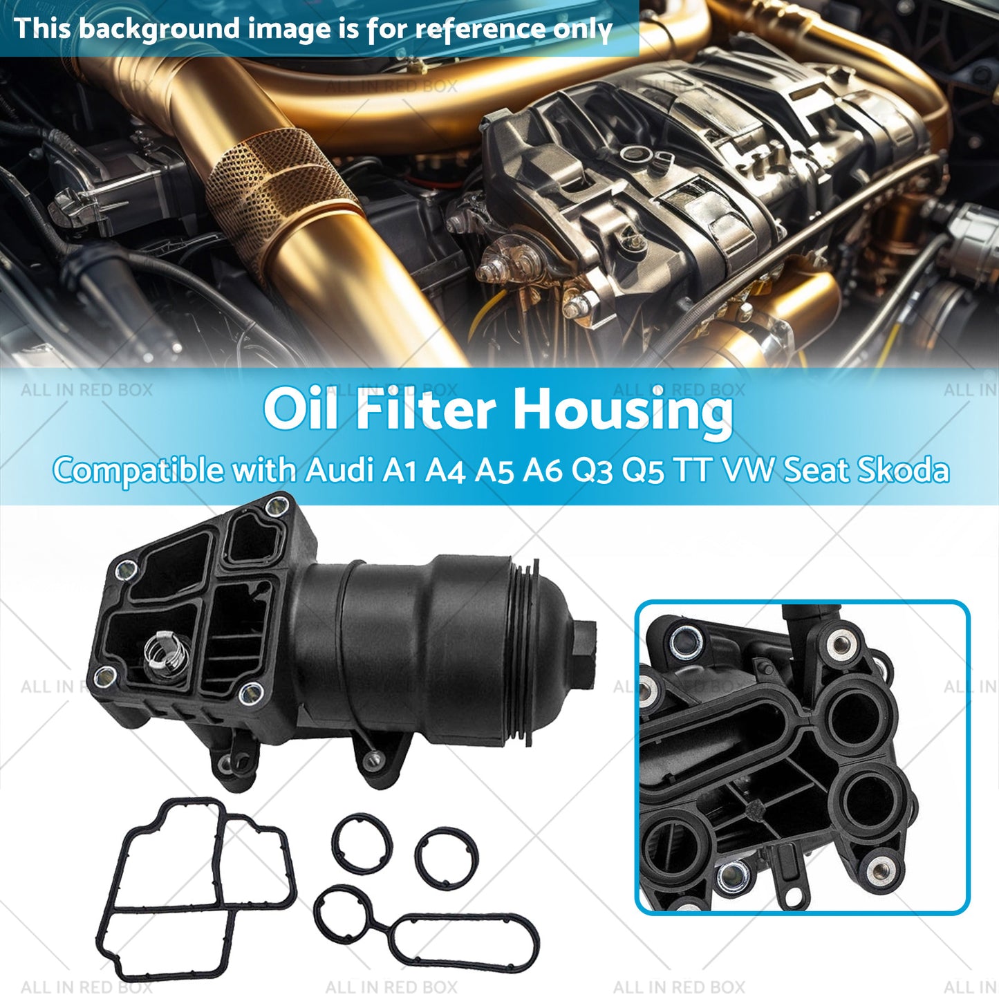 {{ Oil Filter Housing 03L115389H Suitable for VW Seat Skoda Audi A1 A4 A5 A6 Q3 Q5 }} - Buy Car Parts Online at {{ Kaka Auto Parts }}.