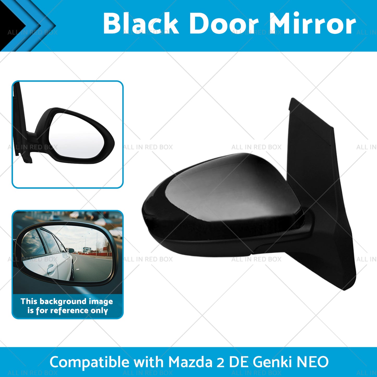 {{ Driver Side Black Door Mirror Suitable for Mazda 2 DE Genki NEO MAXX 07-2014 }} - Buy Car Parts Online at {{ Kaka Auto Parts }}.