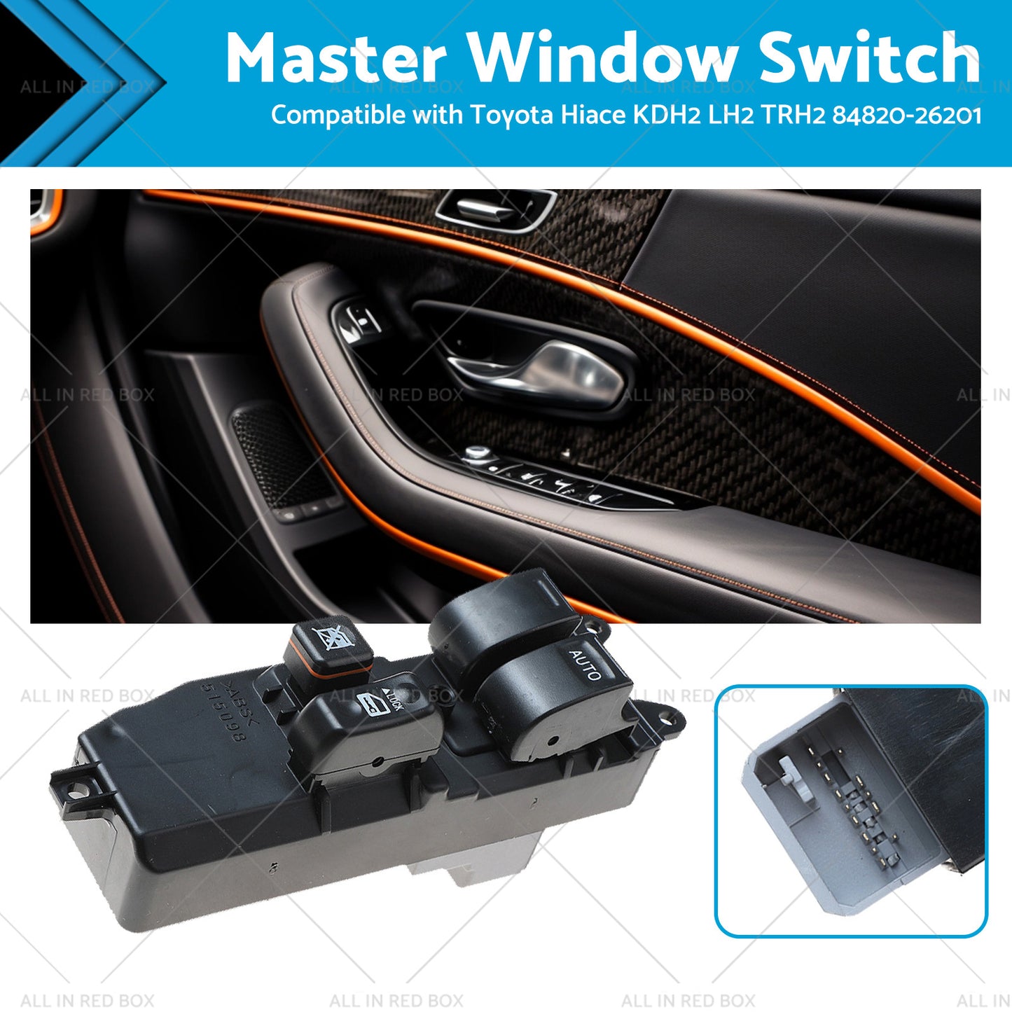 {{ 1x Master Window Switch Suitable For Toyota Hiace KDH2 84820-26201 }} - Buy Car Parts Online at {{ Kaka Auto Parts }}.