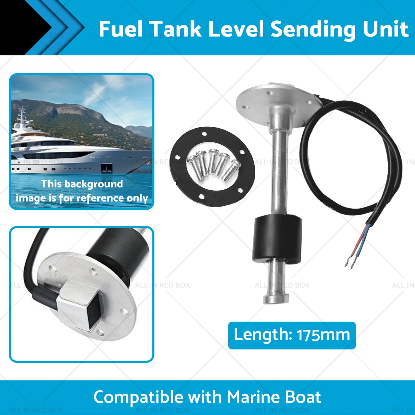 175mm Water Sender Fuel Tank Level Sending Unit Marine Boat Sensor 240-33ohm