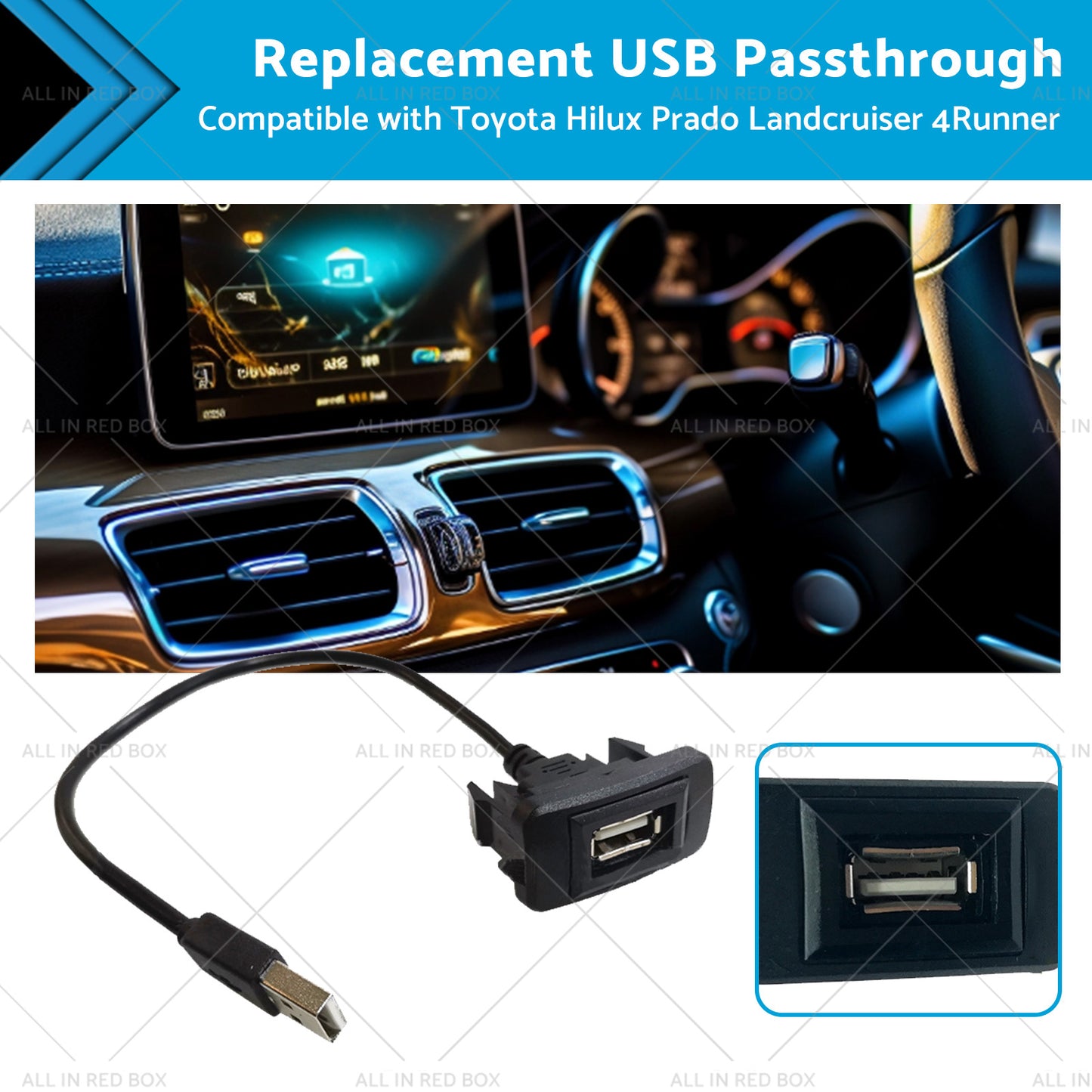 {{ Replacement USB Passthrough Suitable For Toyota Hilux Prado Landcruiser 4Runner }} - Buy Car Parts Online at {{ Kaka Auto Parts }}.