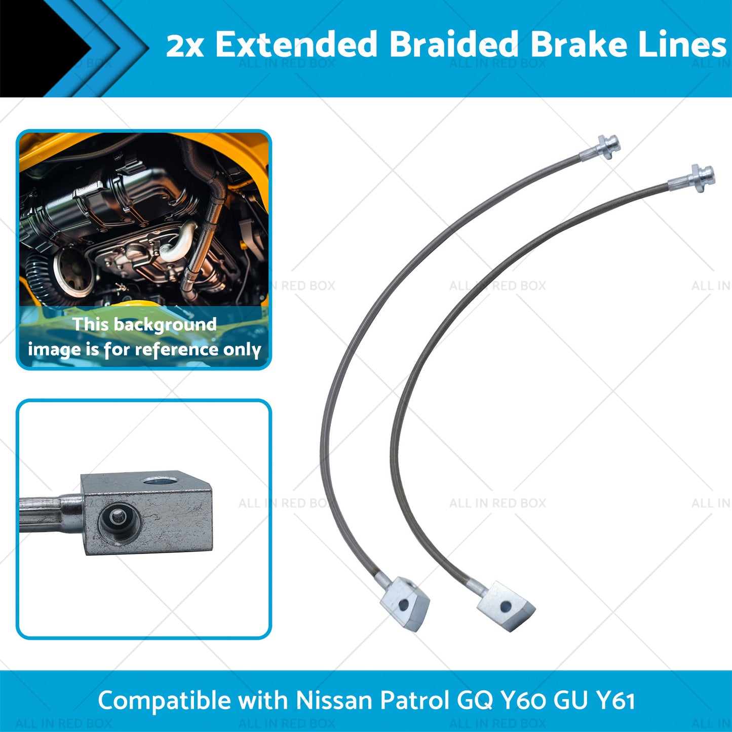 {{ 2x Extended Braided Brake Lines Suitablefor Nissan Patrol GU Y61 GQ Y60 2-6inchLift }} - Buy Car Parts Online at {{ Kaka Auto Parts }}.