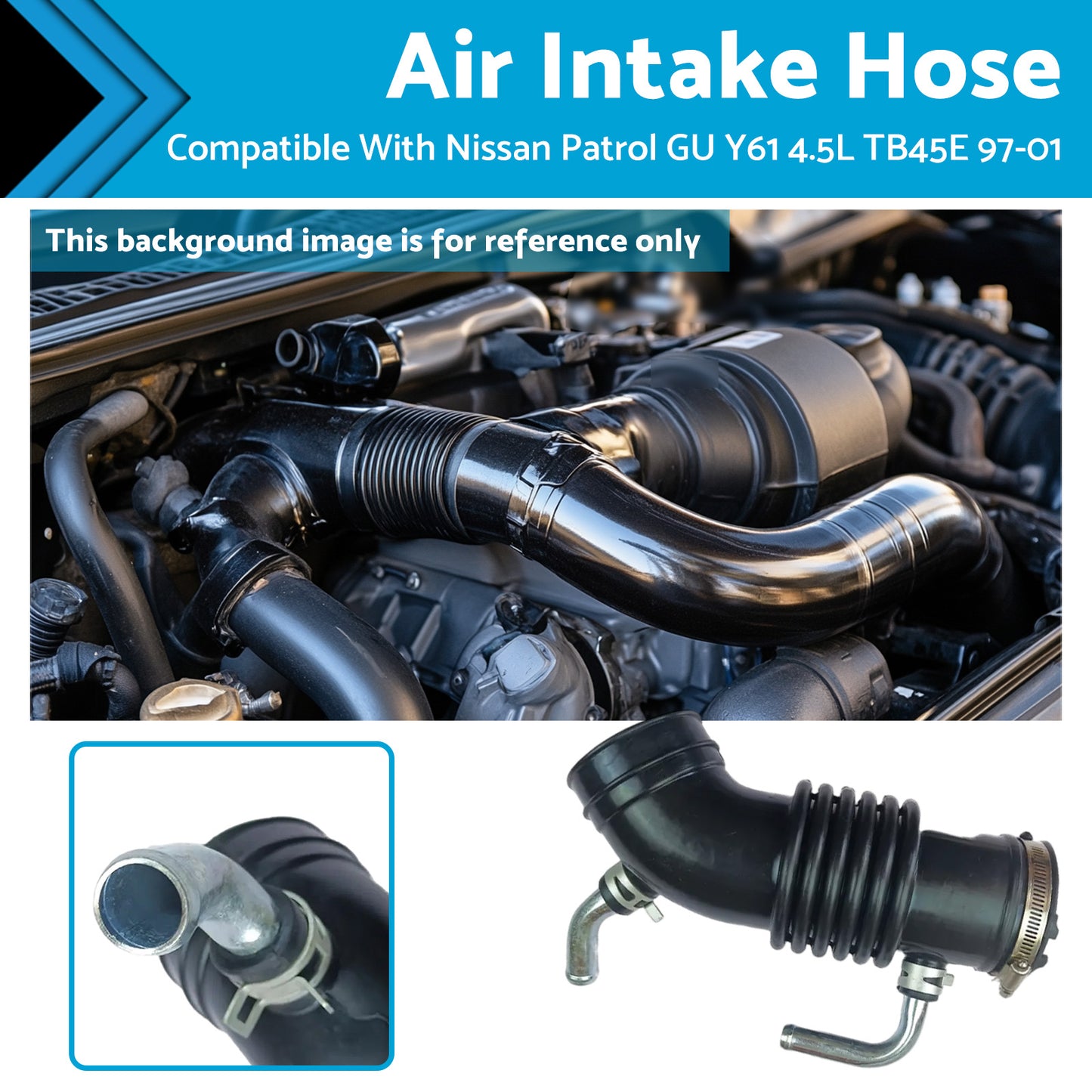 {{ Air Intake Hose Pipe Suitable For Nissan Patrol GU Y61 Petrol 4.5L TB45E 1997-01 }} - Buy Car Parts Online at {{ Kaka Auto Parts }}.