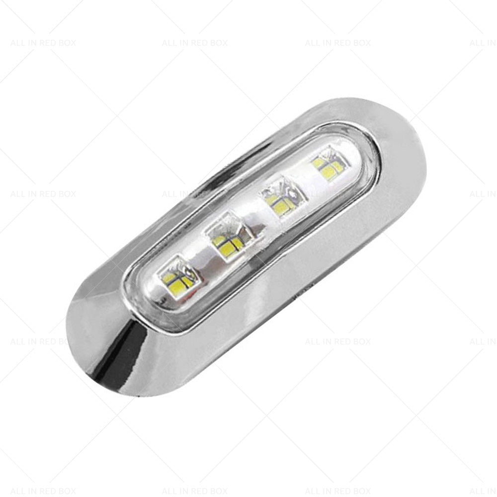 {{ 10X White 4 LED Side Marker Lamp Clearance Light Truck Trailer Lorry Chrome Lamp }} - Buy Car Parts Online at {{ Kaka Auto Parts }}.