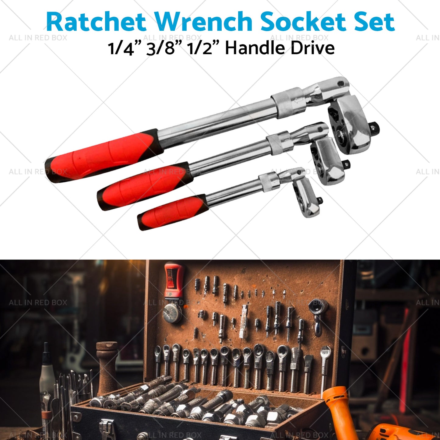 {{ 3x Ratchet Wrench Socket Set 1 4inch 3 8inch 1 2inch Handle Drive 72 Teeth Quick Release }} - Buy Car Parts Online at {{ Kaka Auto Parts }}.