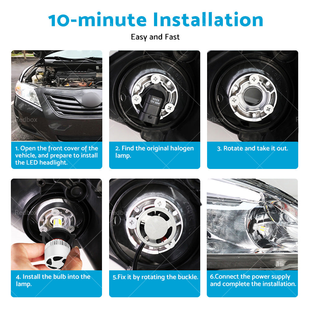 2x HB2 9003 H4 LED Headlight Globes Kit Hi or Low Beam 9000LM Brighter White