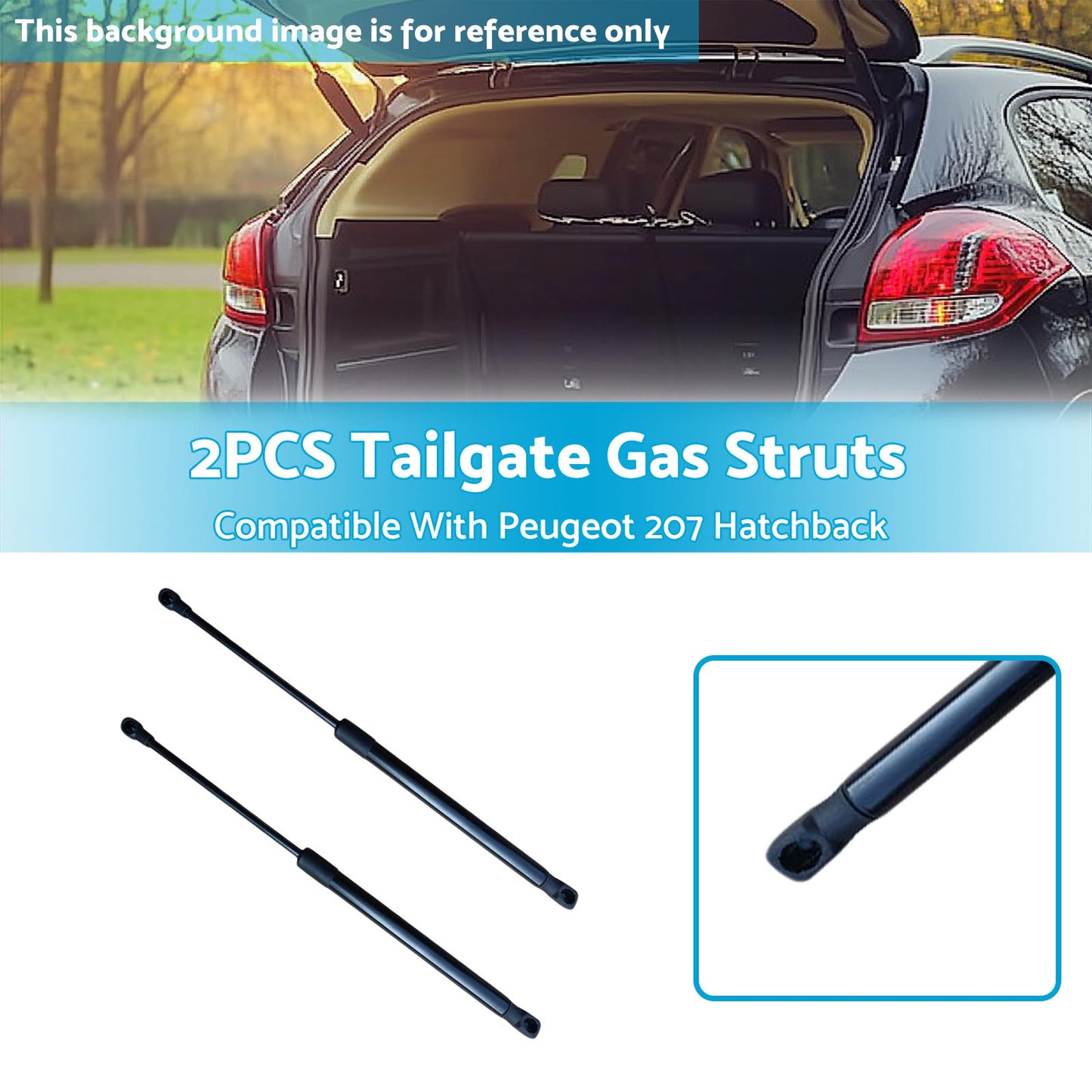 2PCS Tailgate Gas Struts Set Suitable For Peugeot 207 Hatchback 9659789480 Black