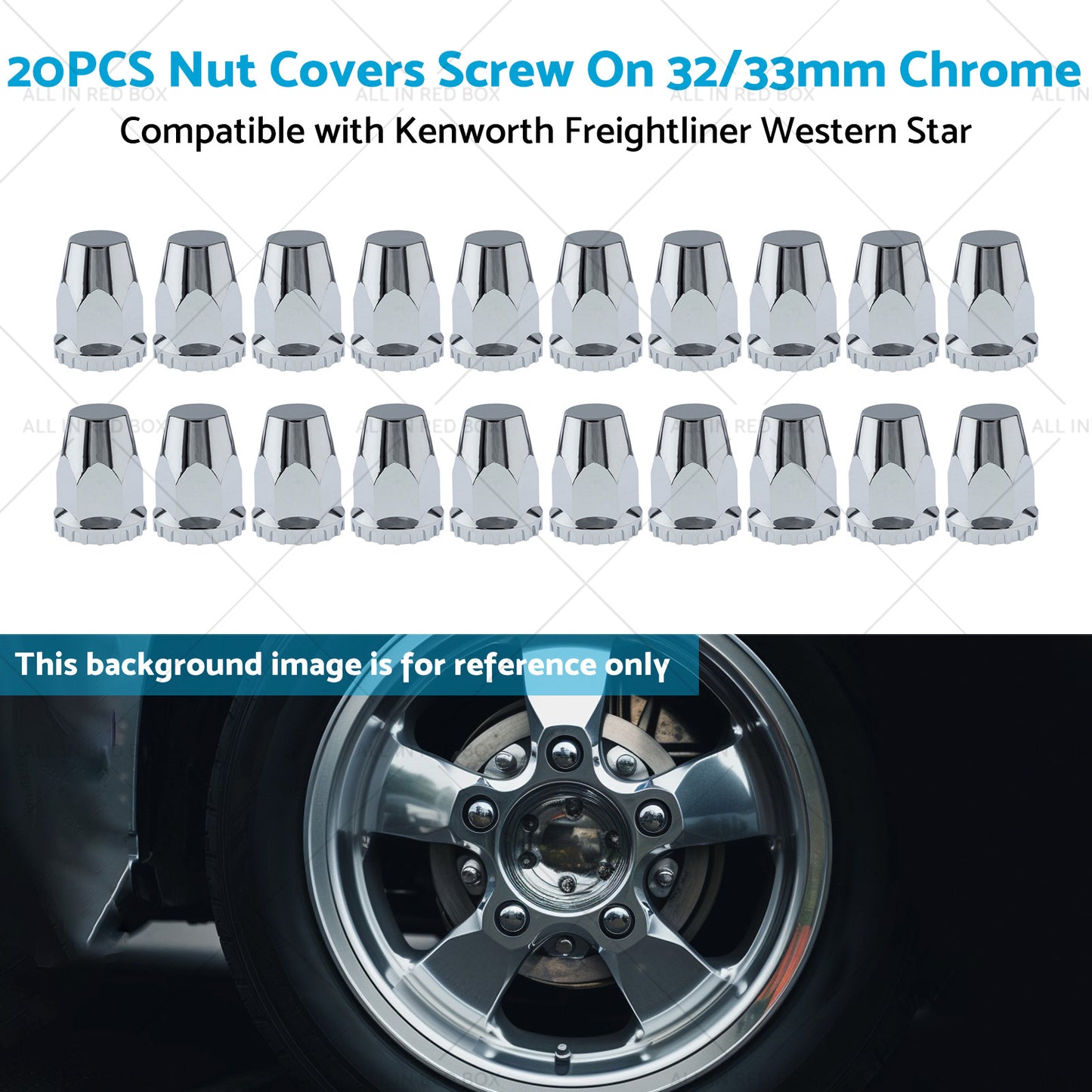 {{ 20x Nut Covers Screw Chrome 33mm Suitable for Kenworth Freightliner Western Star }} - Buy Car Parts Online at {{ Kaka Auto Parts }}.