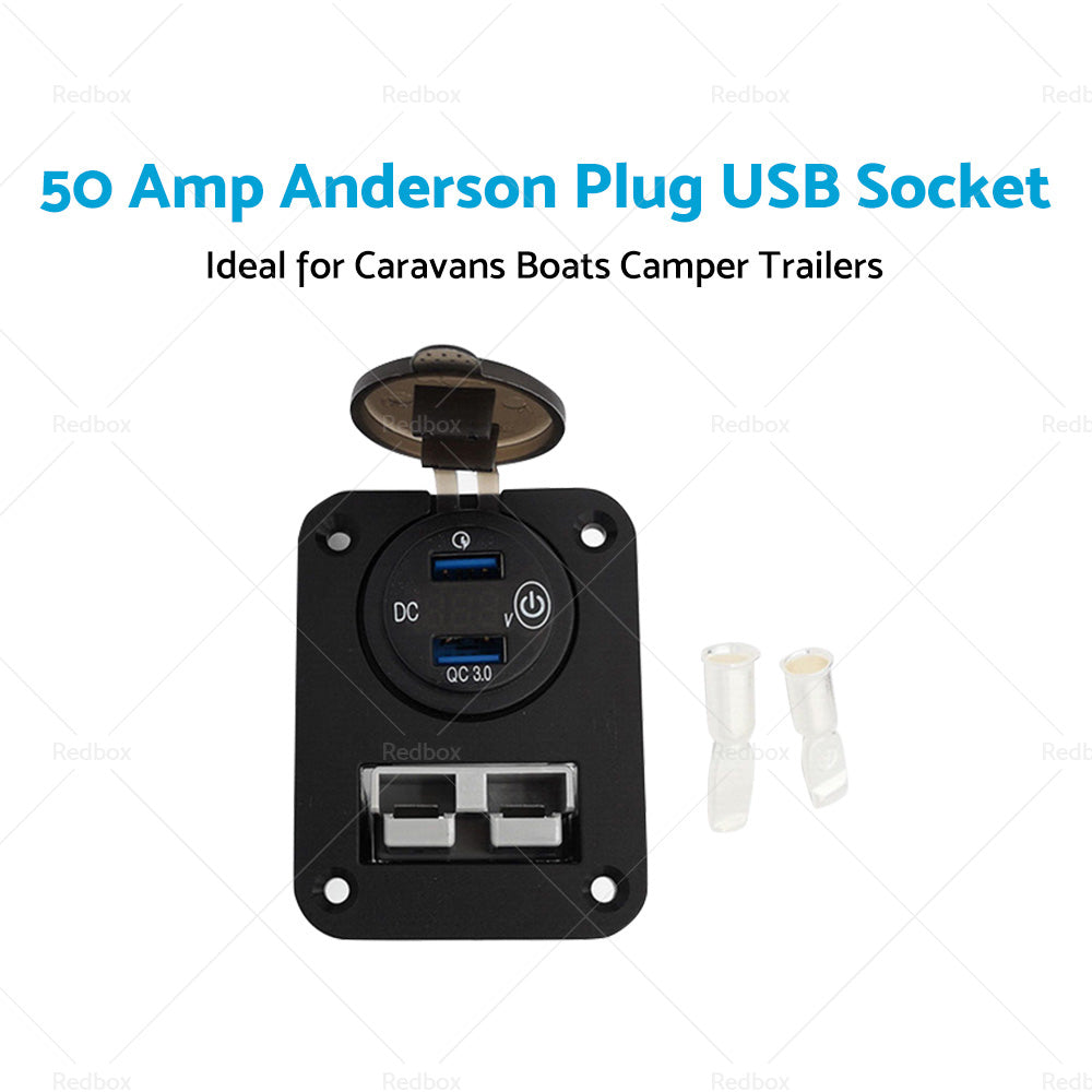 {{ 50 Amp Plug Dual USB Socket Flush Mount Recessed Plate QC 3. 0 3. 1A Port }} - Buy Car Parts Online at {{ Kaka Auto Parts }}.