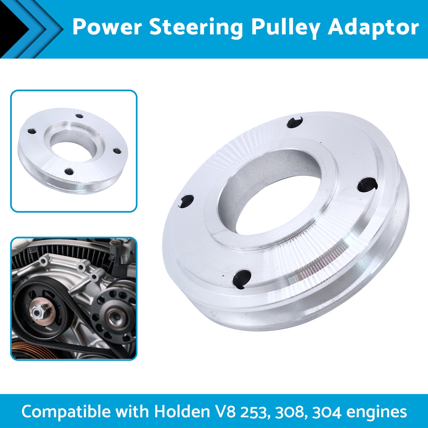 {{ Power Steering Gilmer Pulley Adaptor Suitable for Holden V8 253 304 308 }} - Buy Car Parts Online at {{ Kaka Auto Parts }}.