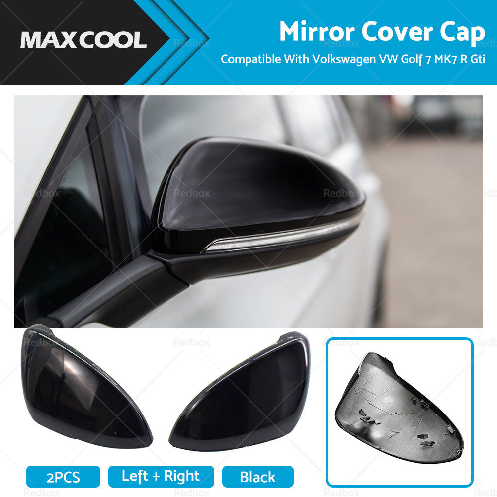 Glossy Black Mirror Cover Cap Suitable For Volkswagen VW Golf 7 MK7 R Gti 14-19
