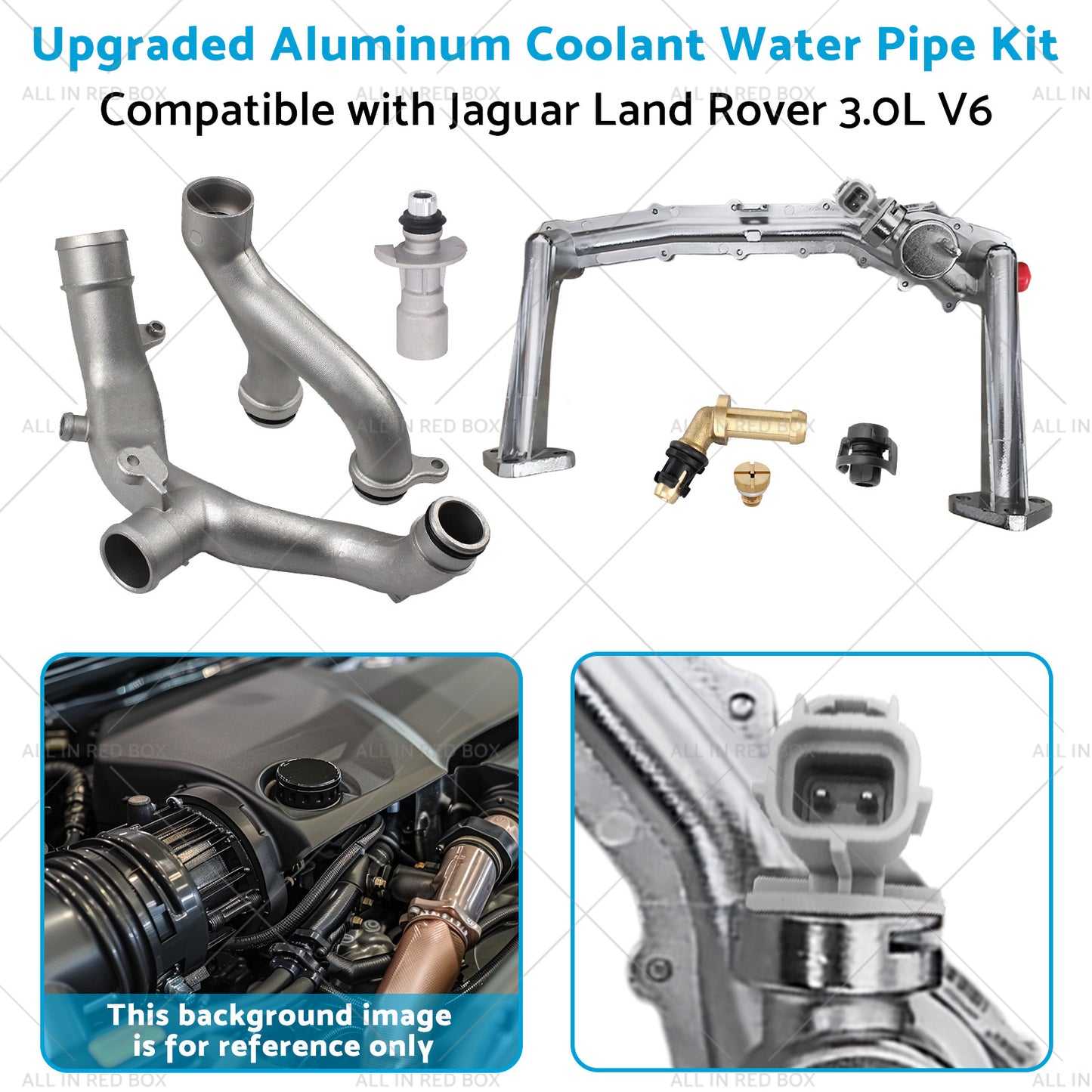 {{ Upgraded Aluminum Coolant Water Pipe Kit Suitable for Jaguar Land Rover 3. 0L V6 }} - Buy Car Parts Online at {{ Kaka Auto Parts }}.