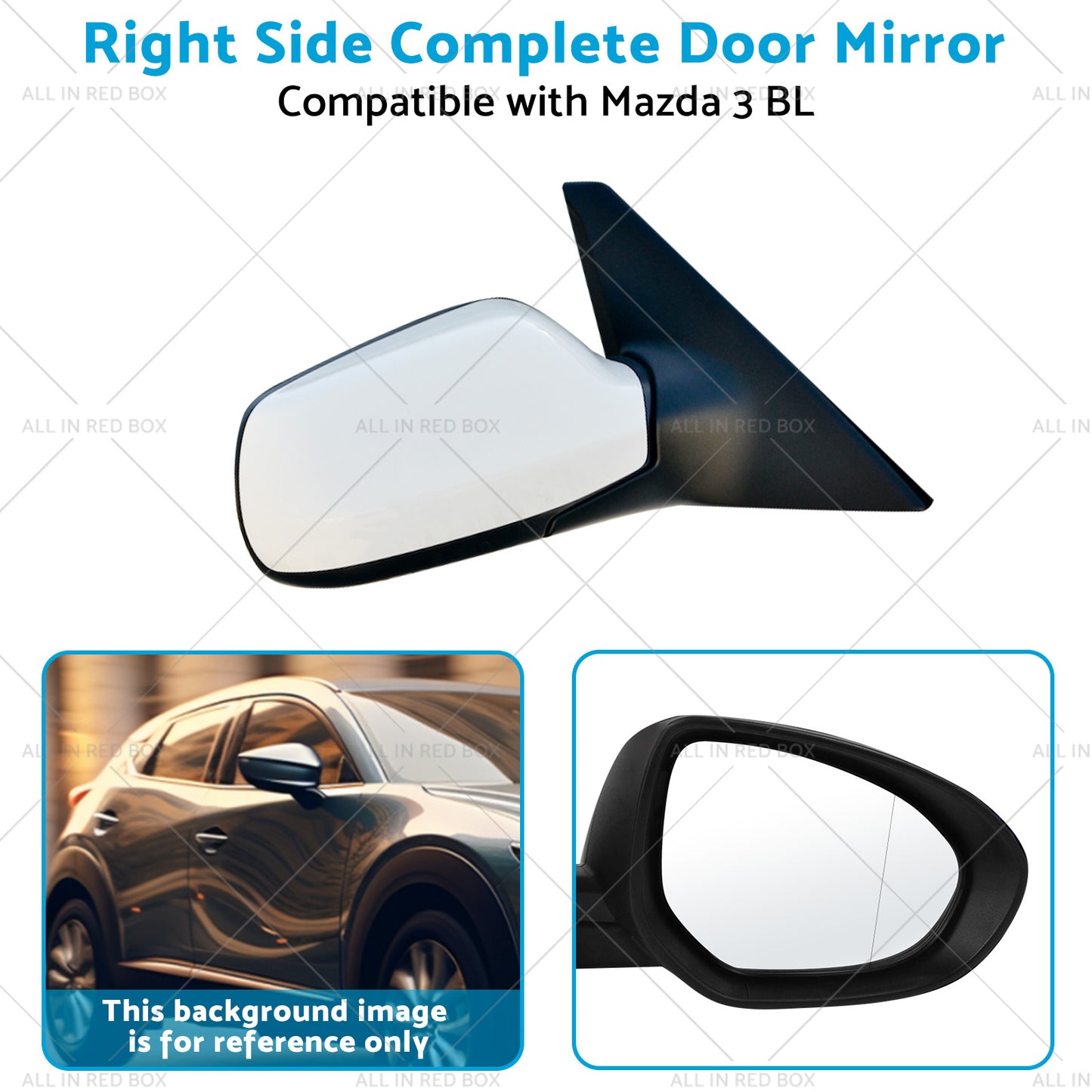 {{ Right Door Mirror Suitable for Mazda 3 BL 2009-2013 NO Indicator White }} - Buy Car Parts Online at {{ Kaka Auto Parts }}.