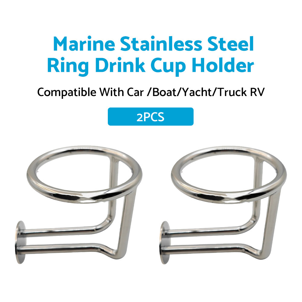 2X Marine Stainless Steel Ring Drink Cup Holder for Car Boat Yacht Truck RV
