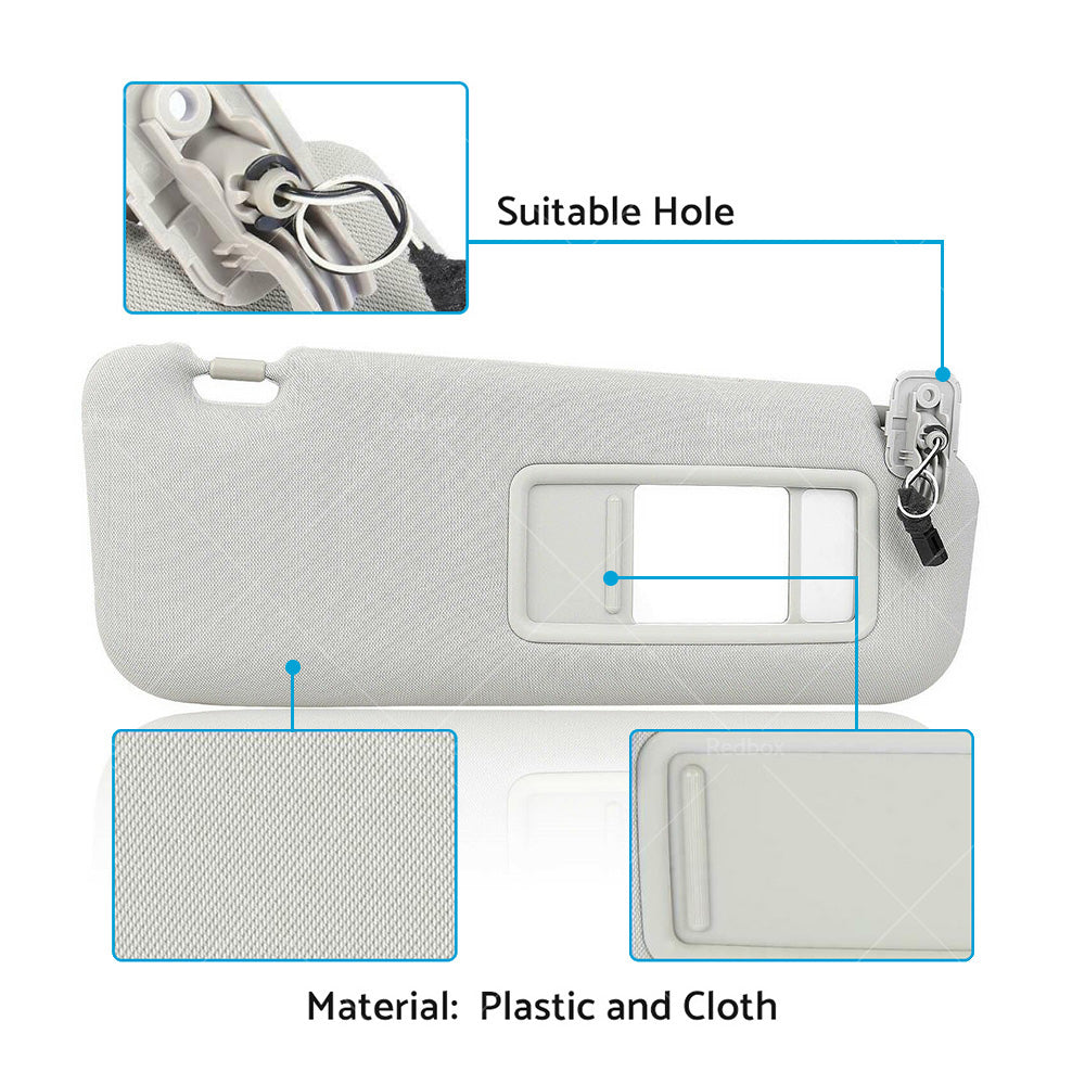RH Right Side Sun Visor Sunvisor Sunshade Mirror For Mazda CX-9 2010-2015 Gray