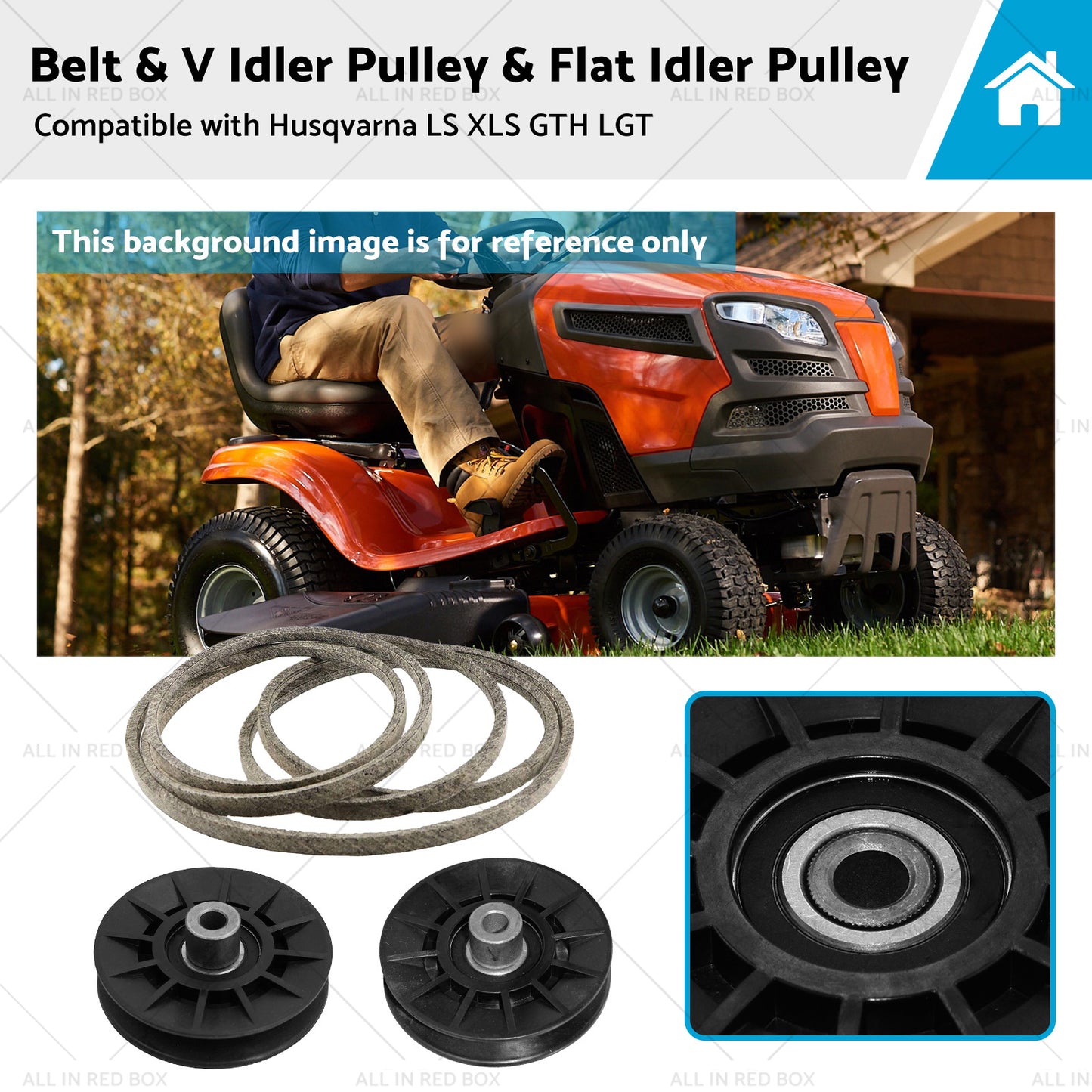{{ Belt and V Idler Pulley and Flat Idler Pulley Suitable For Husqvarna LS XLS GTH LGT }} - Buy Car Parts Online at {{ Kaka Auto Parts }}.