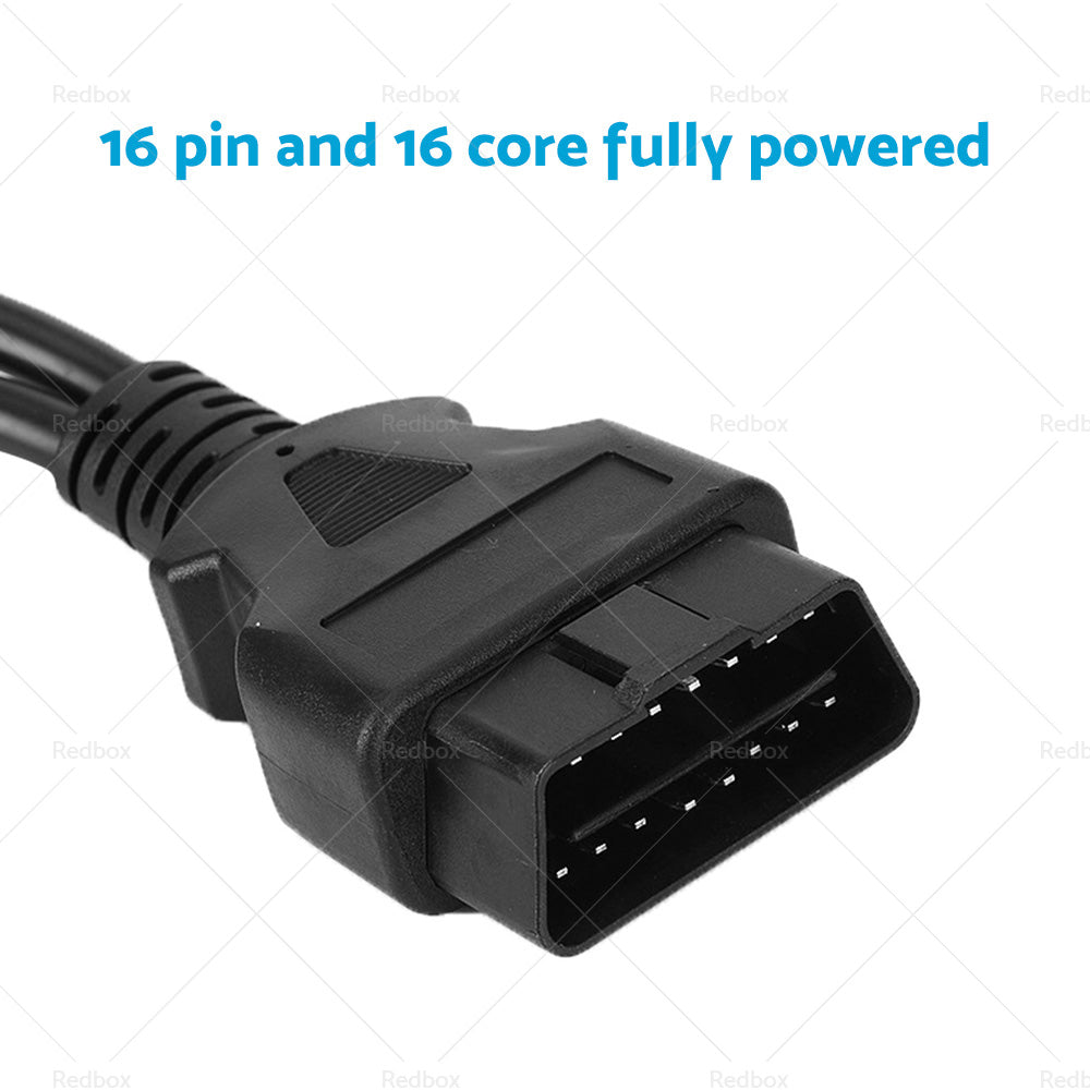 OBD2 16 Pin Splitter Extension Cable Male to Dual Female 12inch or 30cm Y Lead