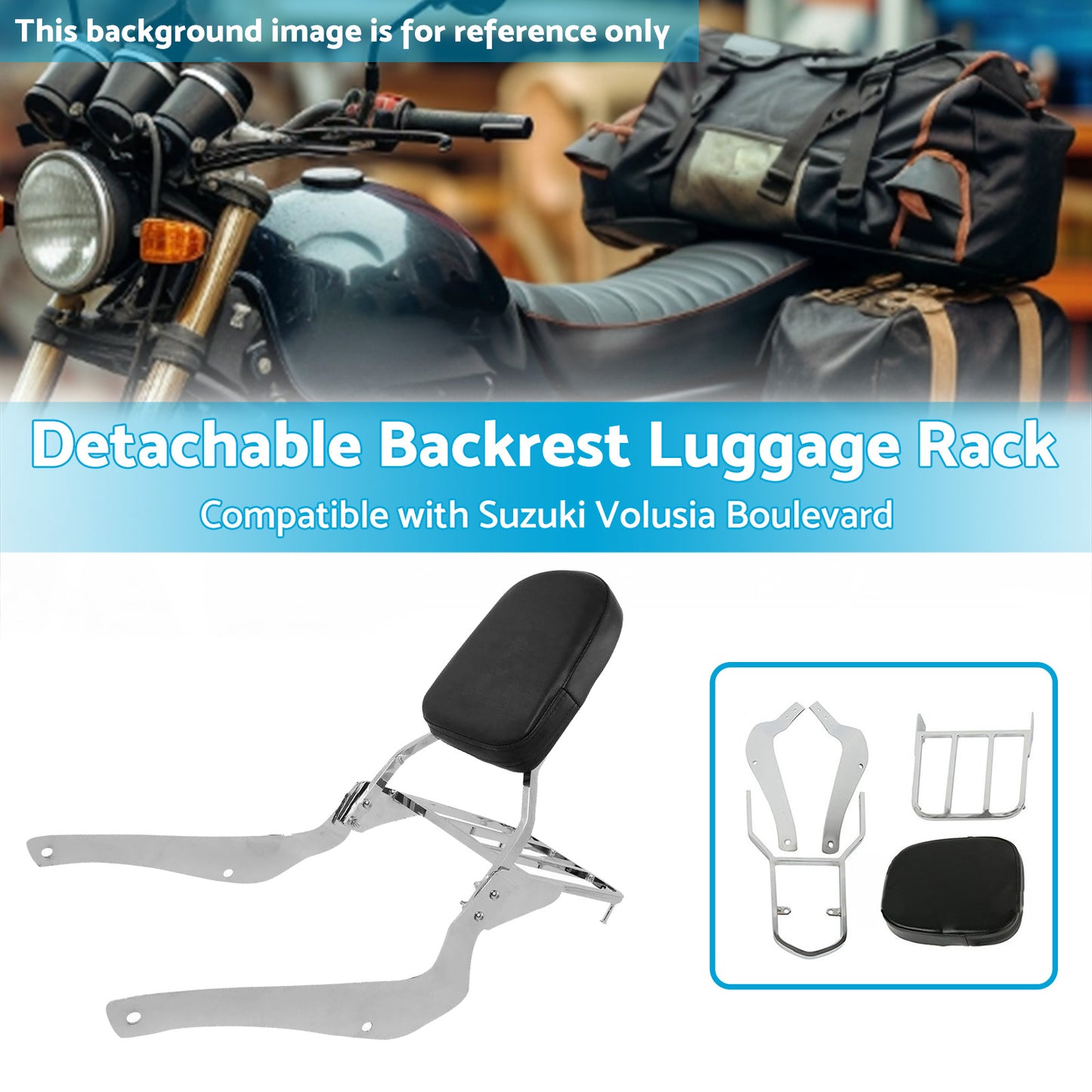 {{ Backrest Sissy Bar W Luggage Rack Suitable For Suzuki Boulevard C50 2005-2011 }} - Buy Car Parts Online at {{ Kaka Auto Parts }}.