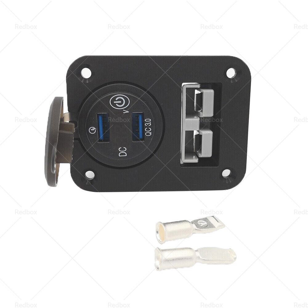 {{ 50 Amp Plug Dual USB Socket Flush Mount Recessed Plate QC 3. 0 3. 1A Port }} - Buy Car Parts Online at {{ Kaka Auto Parts }}.