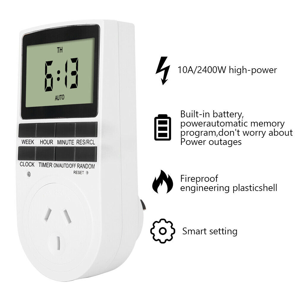2Pcs 240V LCD Digital Timer Switch Automation Socket Electric Programmable Power