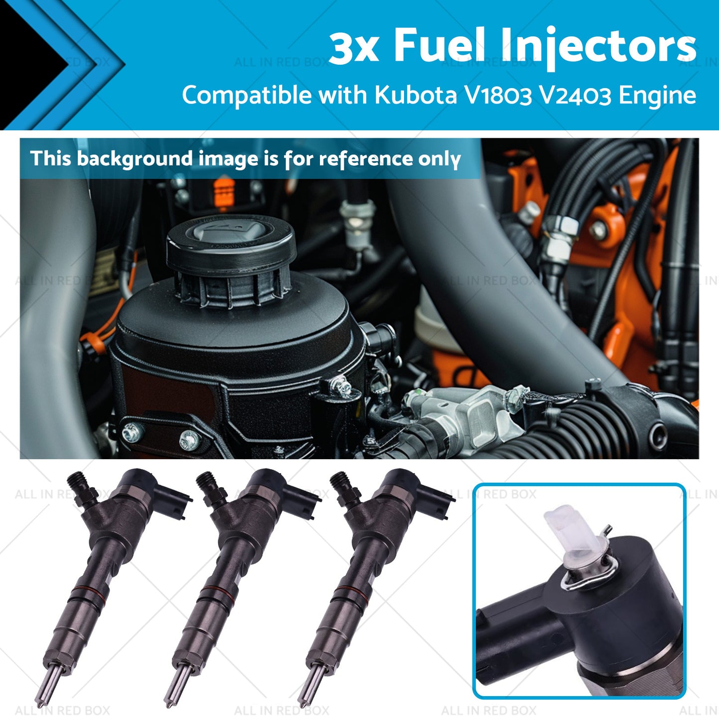 {{ 3x Fuel Injectors Suitable for Kubota V1803 V2403 Engine Tractor MX5200F L3301DT }} - Buy Car Parts Online at {{ Kaka Auto Parts }}.