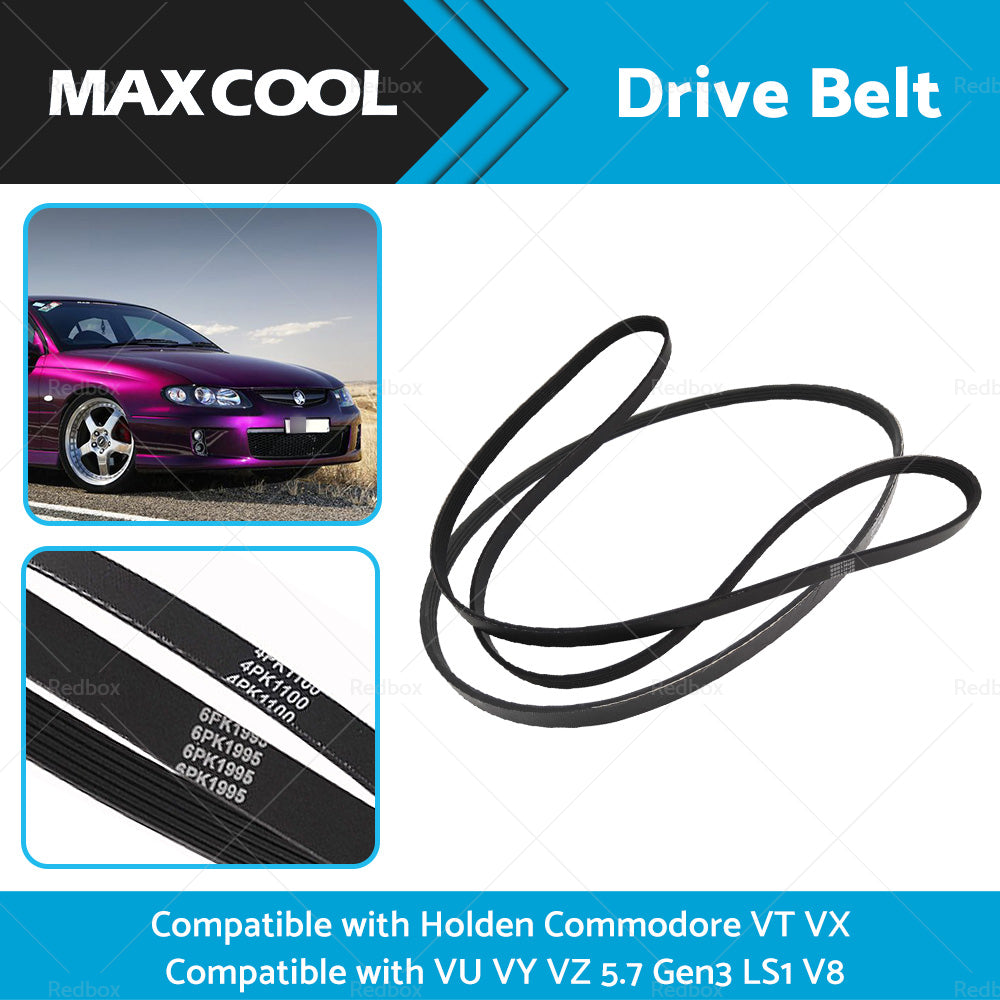 Drive Belt For Holden Commodore VT VX VU VY VZ 5. 7 Gen3 LS1 V8 4PK1100 6PK1995