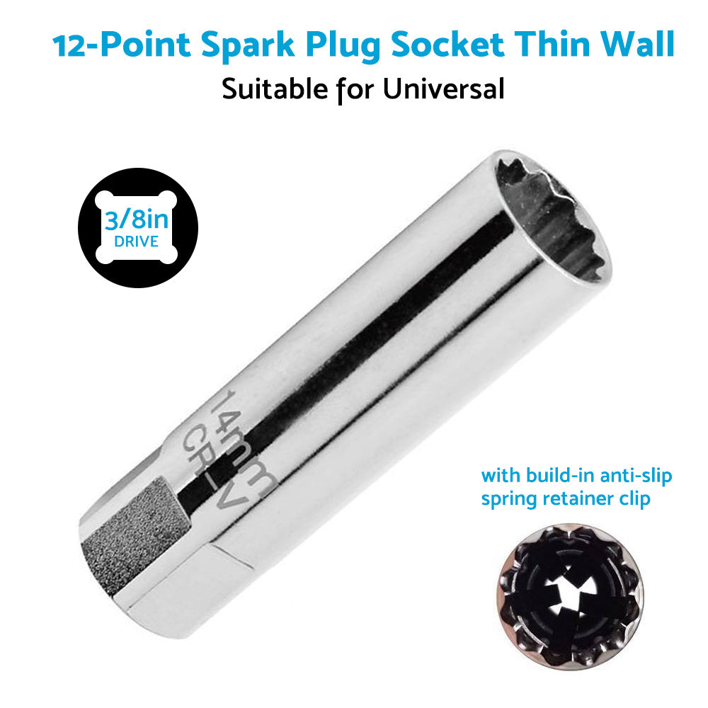 {{ 12 Point 14mm/16mm Spark Plug Socket Deep Thin Wall Removal 3/8 Drive Auto Car }} - Buy Car Parts Online at {{ Kaka Auto Parts }}.