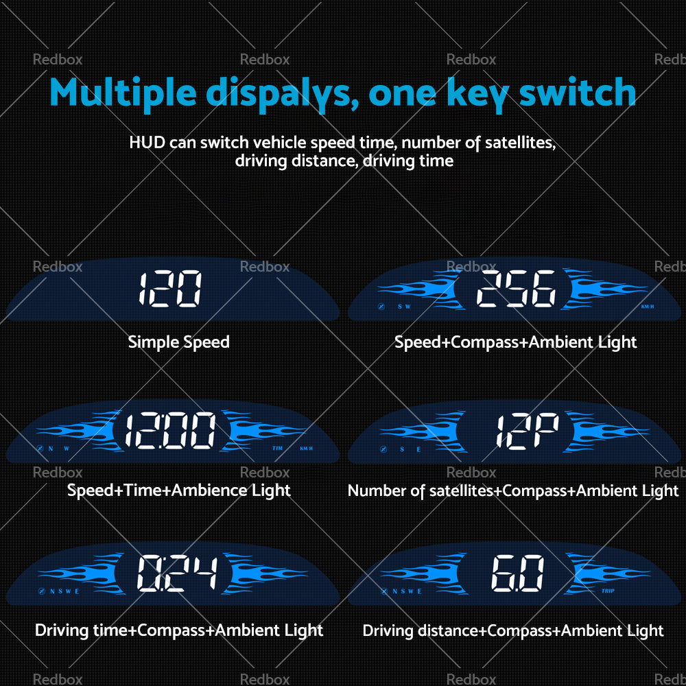 Car HUD Head Up Display LCD Digital GPS Speedometer Overspeed Alarm Universal
