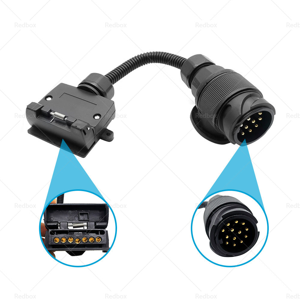 13 Pin Plug to 7 Pin Flat Socket For Trailer Adaptor Caravan Wiring Connector