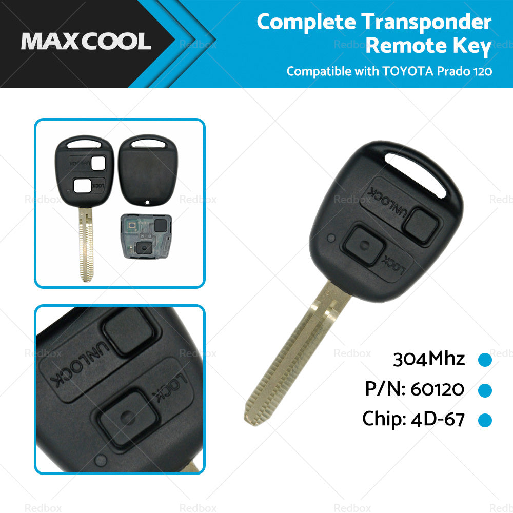 {{ Complete Transponder Remote Key 304MHz Chip 60120 Suitable For TOYOTA Prado 120 }} - Buy Car Parts Online at {{ Kaka Auto Parts }}.