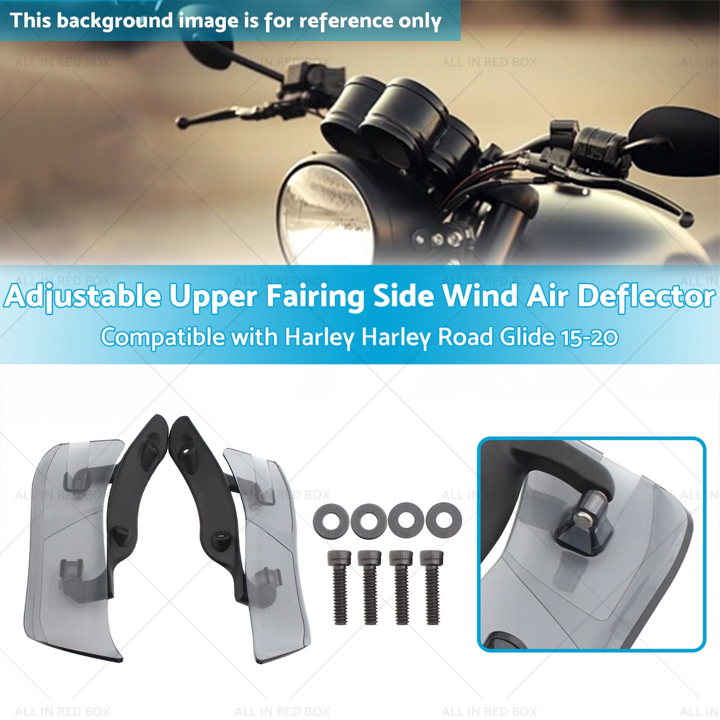 {{ Adjustable Upper Fairing Side Wind Air Deflector Suitable For Harley Road Glide }} - Buy Car Parts Online at {{ Kaka Auto Parts }}.