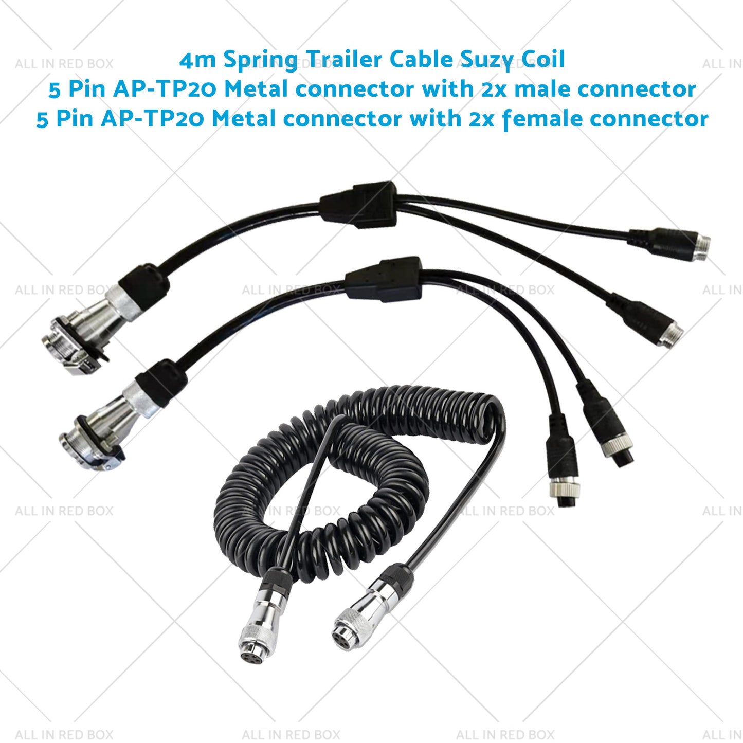 {{ Suitable For Caravan Truck Suzy Coil 2x 5pin Connector 4m to 4pin Towing Spring }} - Buy Car Parts Online at {{ Kaka Auto Parts }}.