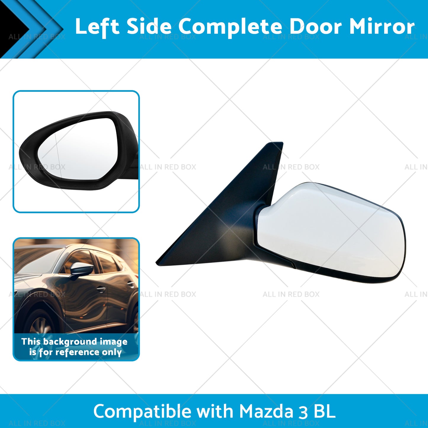 {{ Left Door Mirror Suitable for Mazda 3 BL 2009-2013 NO Indicator White }} - Buy Car Parts Online at {{ Kaka Auto Parts }}.