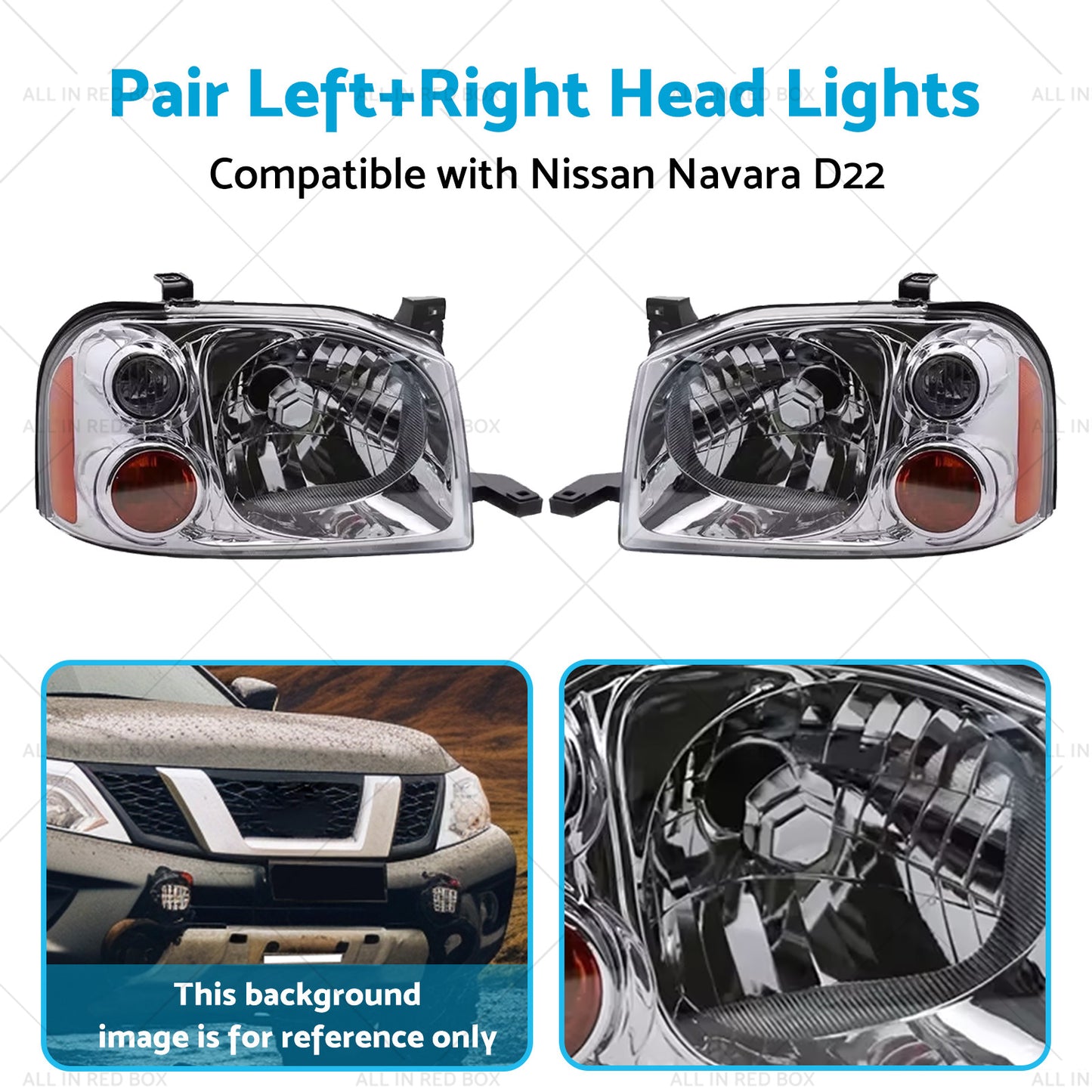 {{ LeftRight Pair Light Front Lamp Head Lights Suitablefor Nissan Navara D22 01-15 }} - Buy Car Parts Online at {{ Kaka Auto Parts }}.