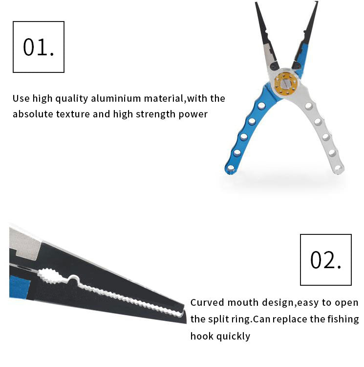 7. 9 Aluminium Fishing Pliers Hook Remover Line Cutting Mono Braid Fish Grip