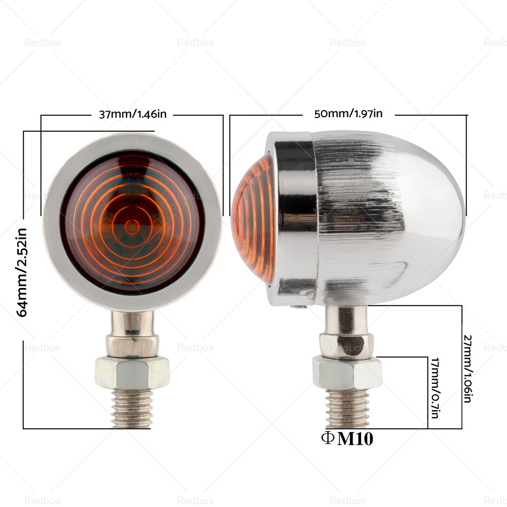{{ 4x Chrome Motorcycle Amber Bullet Turn Signal Indicators Blinkers Universal Lamp }} - Buy Car Parts Online at {{ Kaka Auto Parts }}.